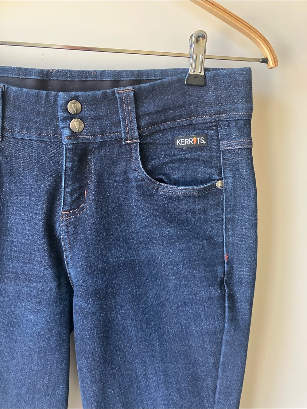 KERRITS Stretch Denim Knee Patch Riding Breech Size Medium NWOT - Picture 2 of 10